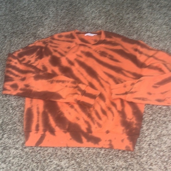 Good American Boyfriend Sweatshirt Tie Dye Cinnamon size 1 Small - Picture 3 of 9